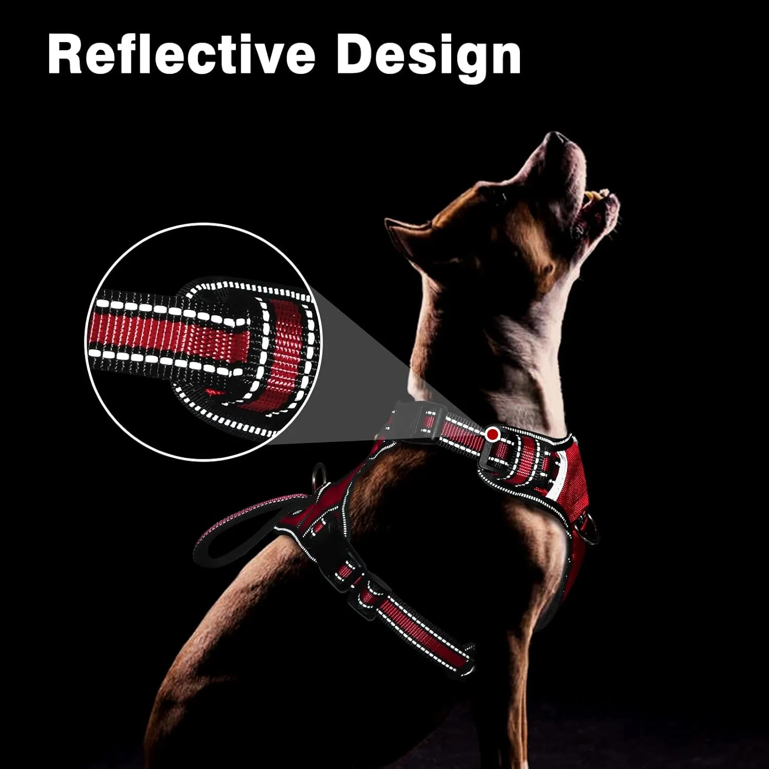 WINSEE Service Dog Vest No Pull with 7 Dog Patches ID Tag, Reflective Pet Harness with Durable Soft Padded Handle,Easy Put On/Off for Training/Walking