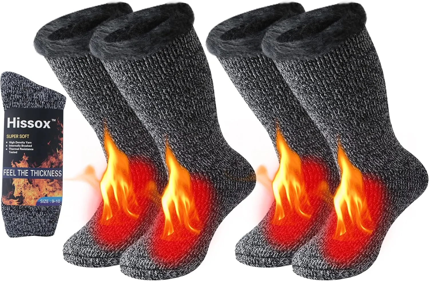 Winter Thermal Socks, Unisex 2.44 Tog Ultra Thick Warm Insulated Heated Crew Socks for Cold Weather