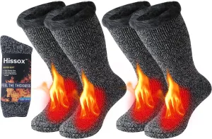 Winter Thermal Socks, Unisex 2.44 Tog Ultra Thick Warm Insulated Heated Crew Socks for Cold Weather