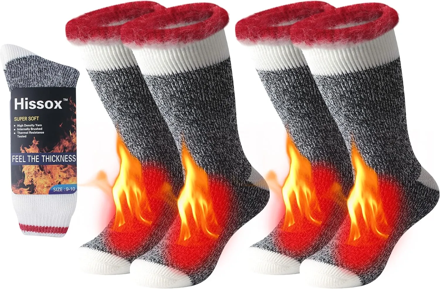 Winter Thermal Socks, Unisex 2.44 Tog Ultra Thick Warm Insulated Heated Crew Socks for Cold Weather