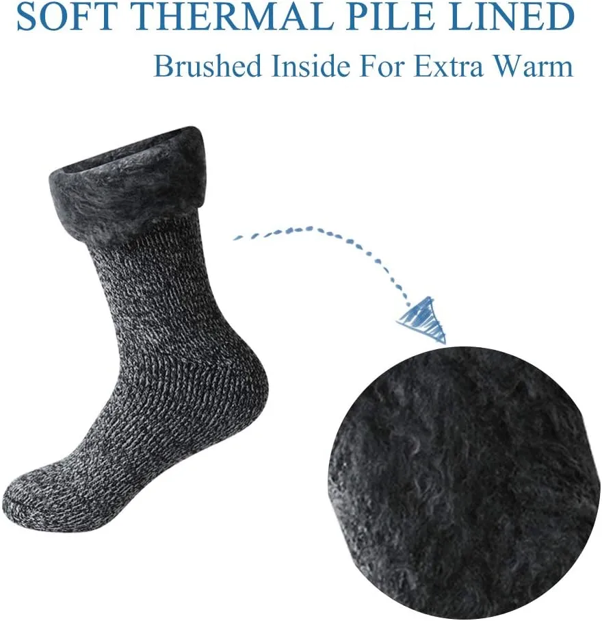 Winter Thermal Socks, Unisex 2.44 Tog Ultra Thick Warm Insulated Heated Crew Socks for Cold Weather
