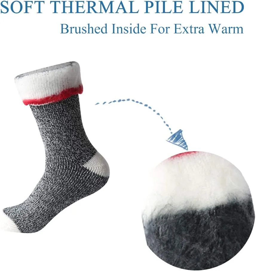 Winter Thermal Socks, Unisex 2.44 Tog Ultra Thick Warm Insulated Heated Crew Socks for Cold Weather