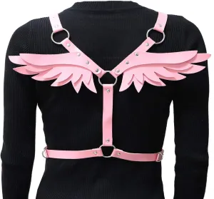 Women Punk Angel Wings Body Chest Harness Waist Belt Suspenders for Rave Festival Halloween Roleplay Costume