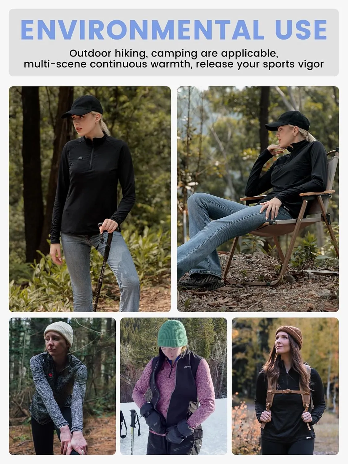 Women's Heated Shirt with Battery Included - High Powered Self Warming Thermal Layer, Stretch Mid Layer