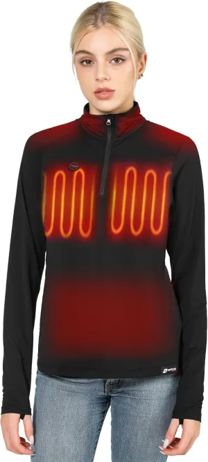Women's Heated Shirt with Battery Included - High Powered Self Warming Thermal Layer, Stretch Mid Layer