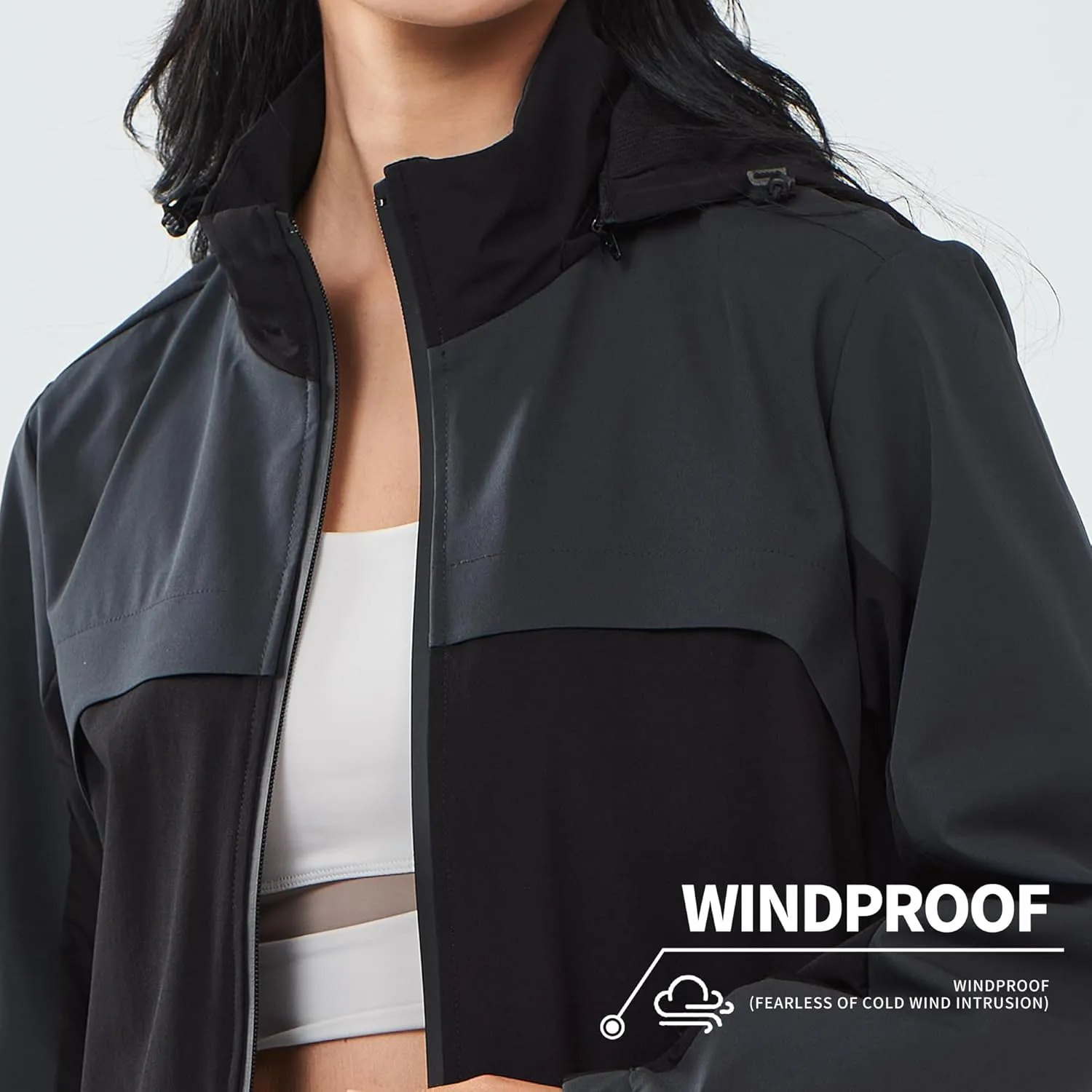 Women's Hooded Jacket Waterproof Breathable Spring Windproof Warm Jacket Lightweight Women