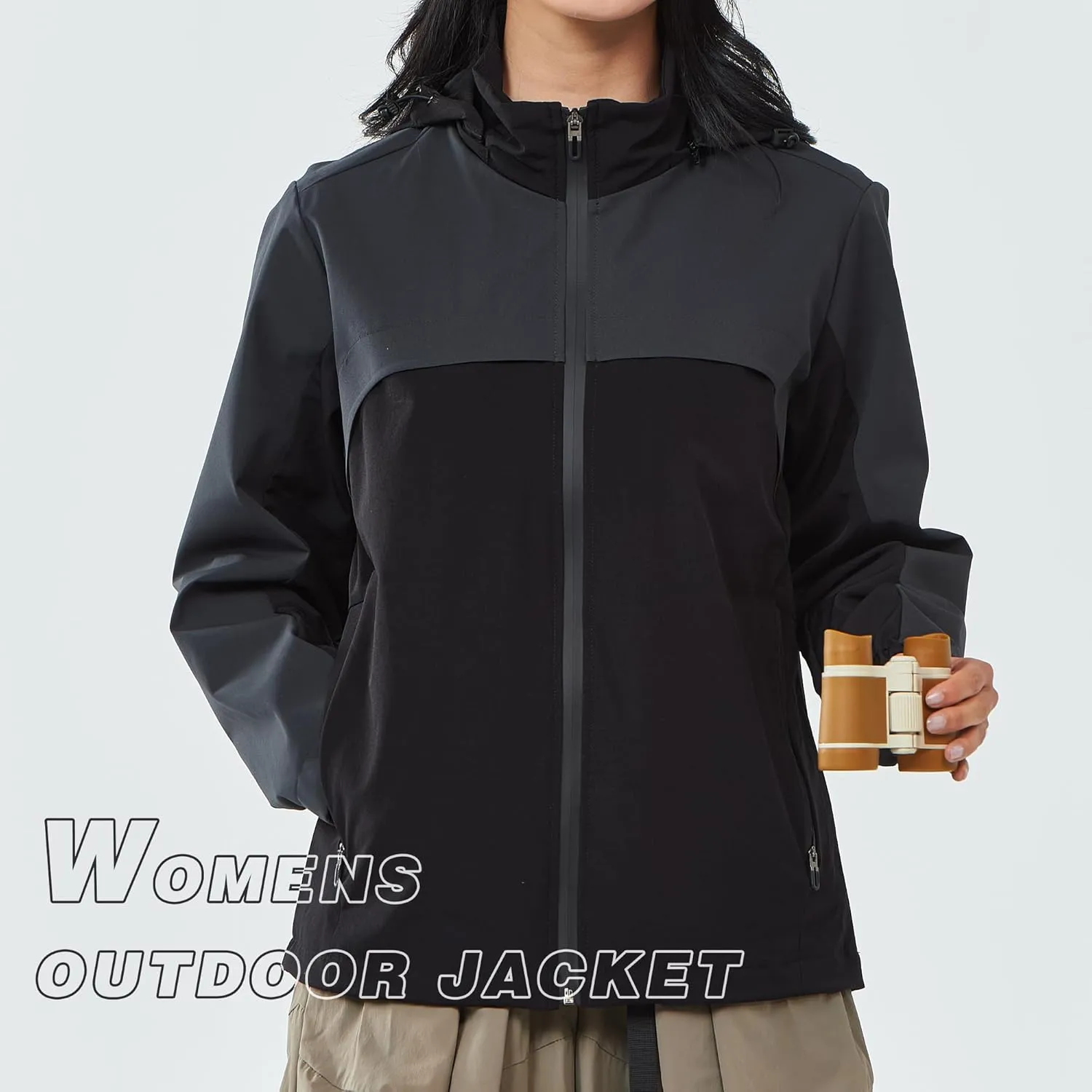 Women's Hooded Jacket Waterproof Breathable Spring Windproof Warm Jacket Lightweight Women