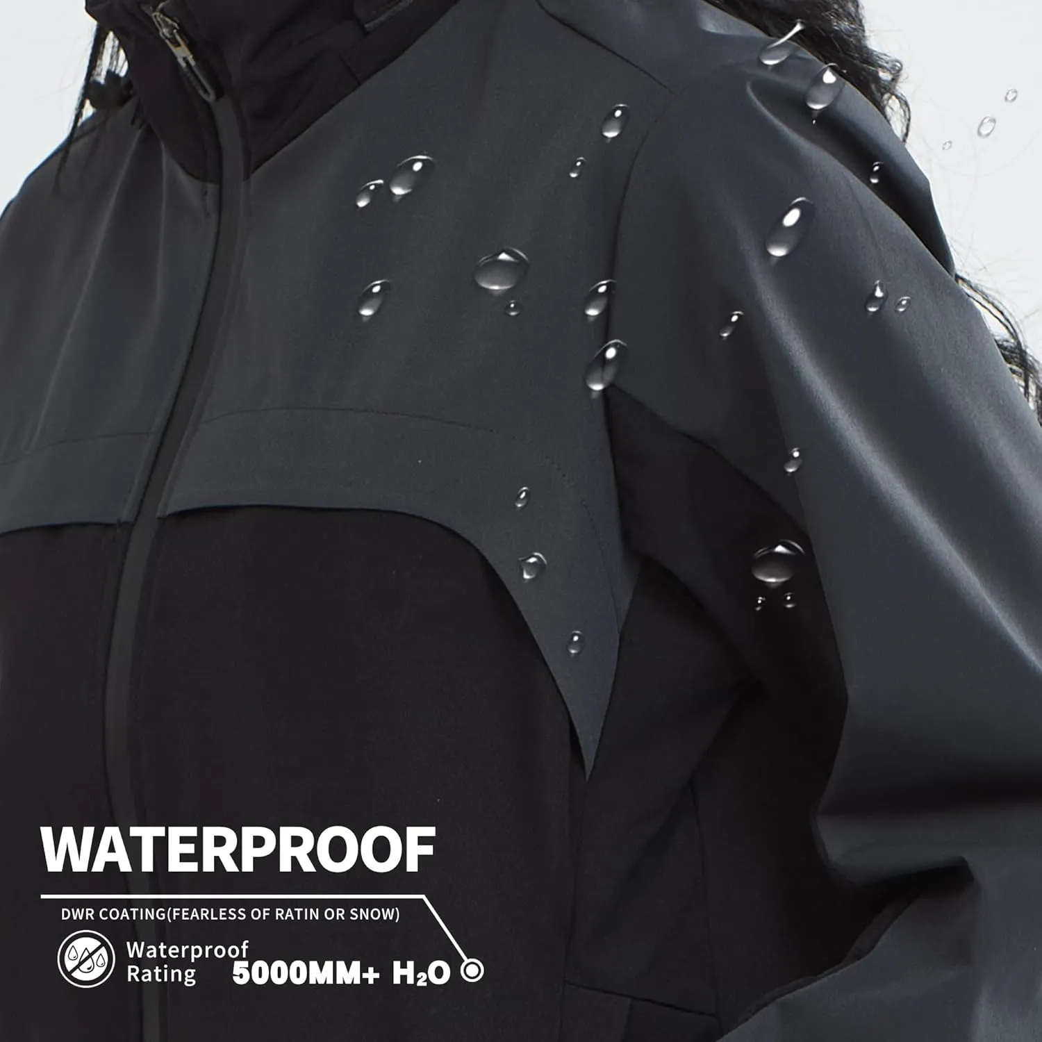 Women's Hooded Jacket Waterproof Breathable Spring Windproof Warm Jacket Lightweight Women