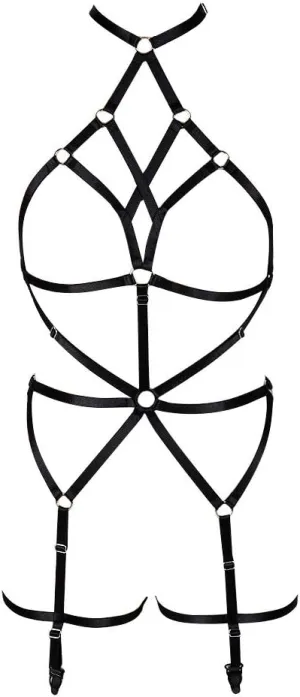 Women's Lingerie cage Set Full Body Harness Bra Garter Punk Gothic Belt Festival Rave Adjustable Strap Stretchy Fabric