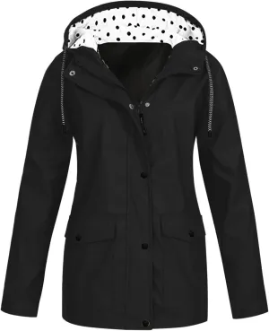 Women's Rain Jacket Waterproof Hooded Windbreaker Lightweight Trench Coat Active Outdoor Raincoat With Hood