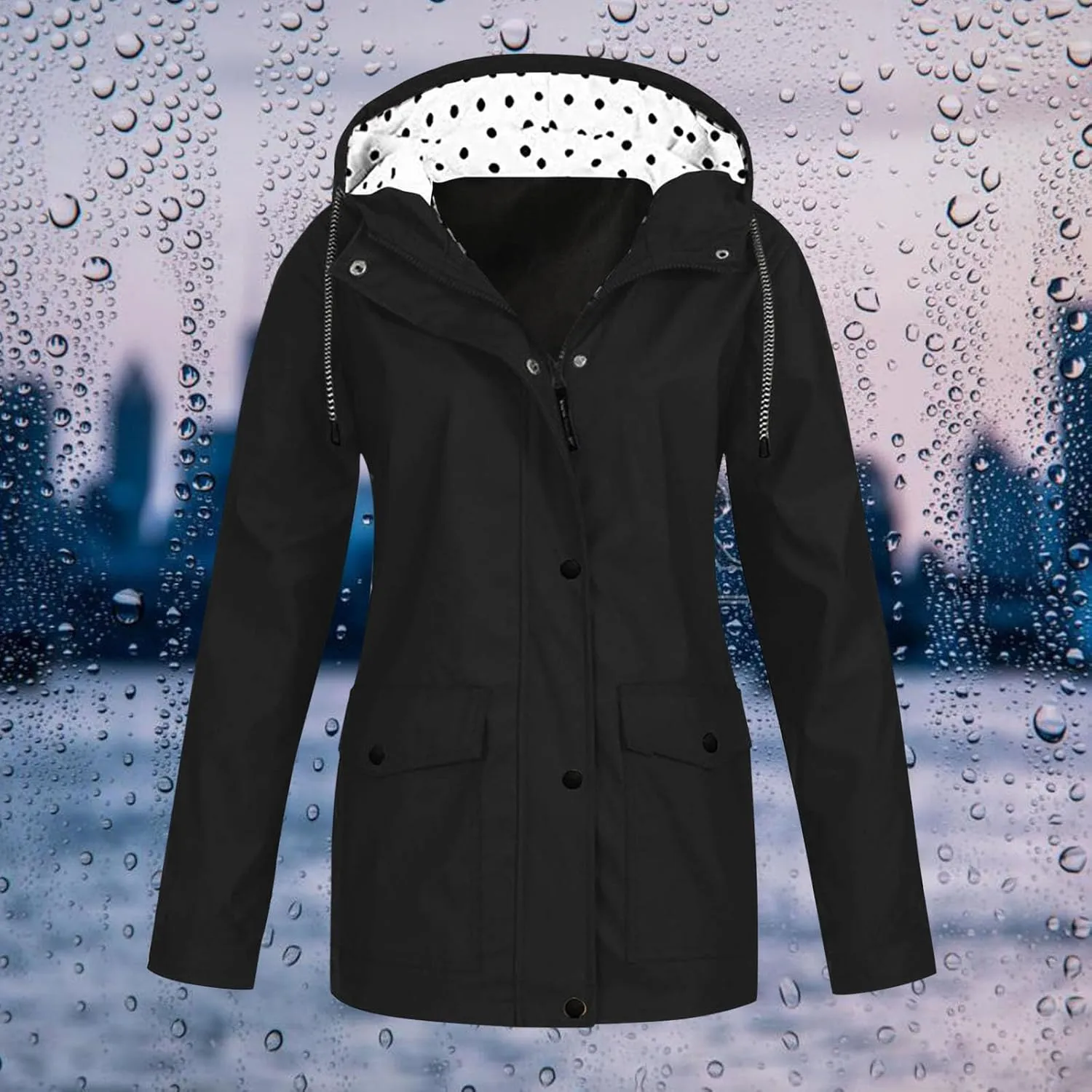 Women's Rain Jacket Waterproof Hooded Windbreaker Lightweight Trench Coat Active Outdoor Raincoat With Hood