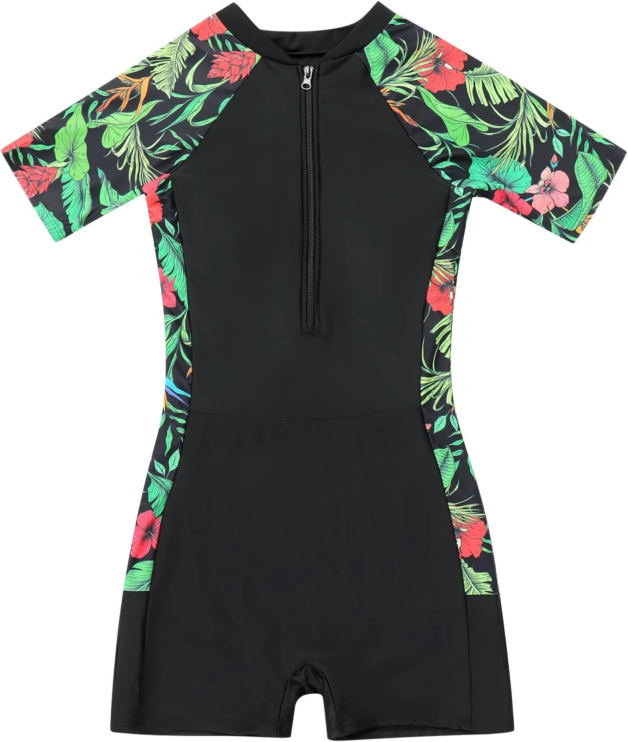 Women's Rash Guard Short Sleeve One Piece Swimsuit Zipper Printed Surfing Boyleg Bathing Suit UPF 50  Swimwear Wetsuit