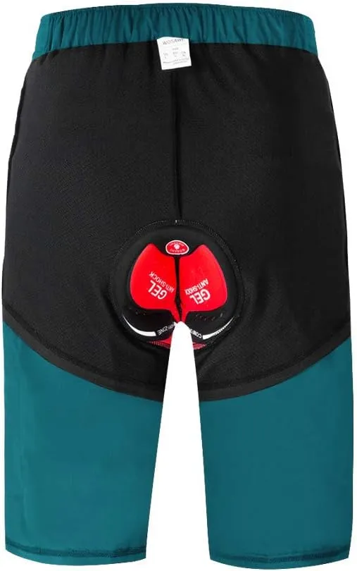 WOSAWE Mens Padded Cycling Shorts Loose-Fit Breathable Mountain Bike 2 in 1 Shorts