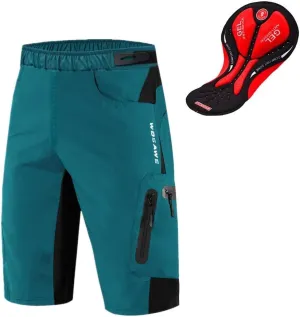 WOSAWE Mens Padded Cycling Shorts Loose-Fit Breathable Mountain Bike 2 in 1 Shorts