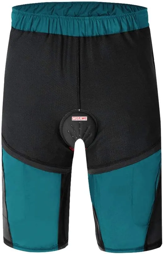 WOSAWE Mens Padded Cycling Shorts Loose-Fit Breathable Mountain Bike 2 in 1 Shorts