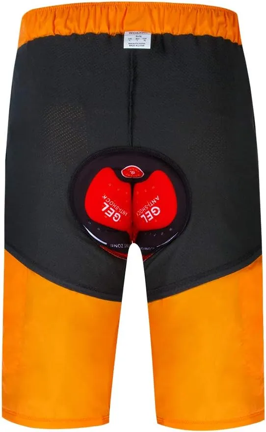 WOSAWE Mens Padded Cycling Shorts Loose-Fit Breathable Mountain Bike 2 in 1 Shorts