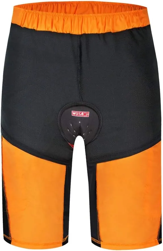WOSAWE Mens Padded Cycling Shorts Loose-Fit Breathable Mountain Bike 2 in 1 Shorts