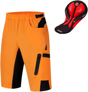 WOSAWE Mens Padded Cycling Shorts Loose-Fit Breathable Mountain Bike 2 in 1 Shorts
