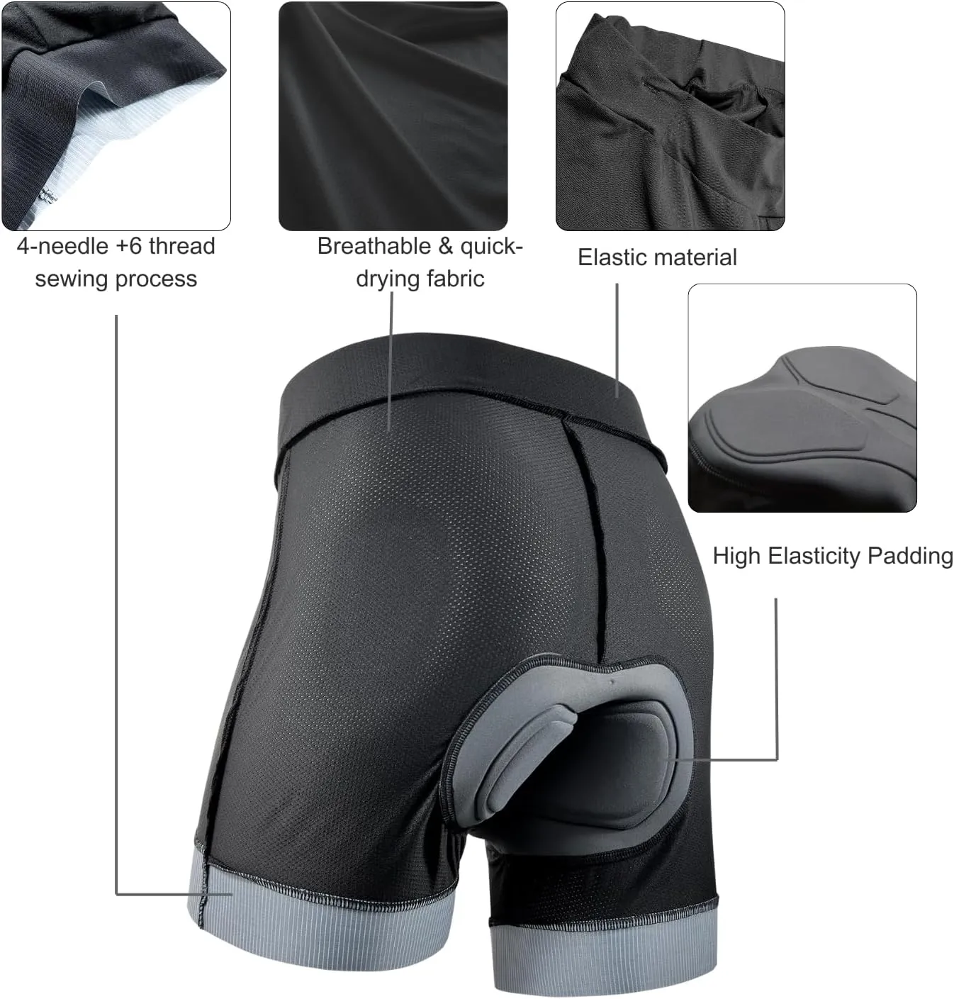 Wulibike Mountain Bike Shorts for Men,4D Padded Loose-fit Removable Underwear,Cycling Biking Shorts Mens with Zipper Pocket