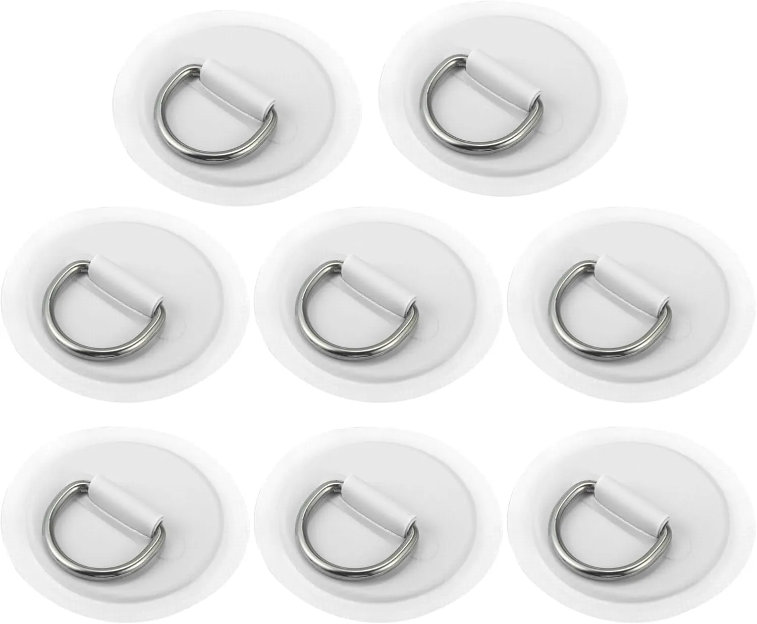 X AUTOHAUX 8pcs 8cm D Ring Patch PVC Stainless Steel Round Shape D Ring Pad for Surfboard Inflatable Boat Kayak Canoe Deck
