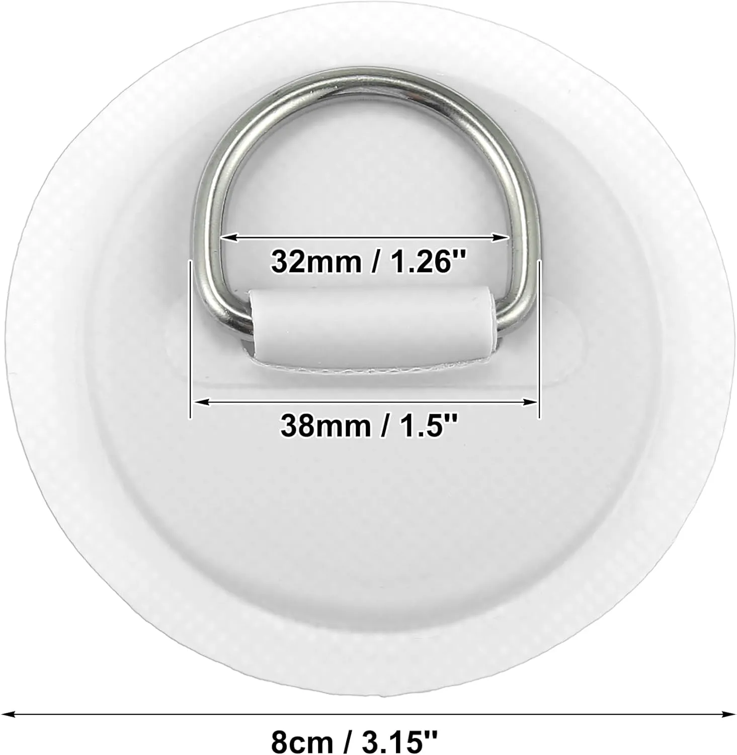 X AUTOHAUX 8pcs 8cm D Ring Patch PVC Stainless Steel Round Shape D Ring Pad for Surfboard Inflatable Boat Kayak Canoe Deck