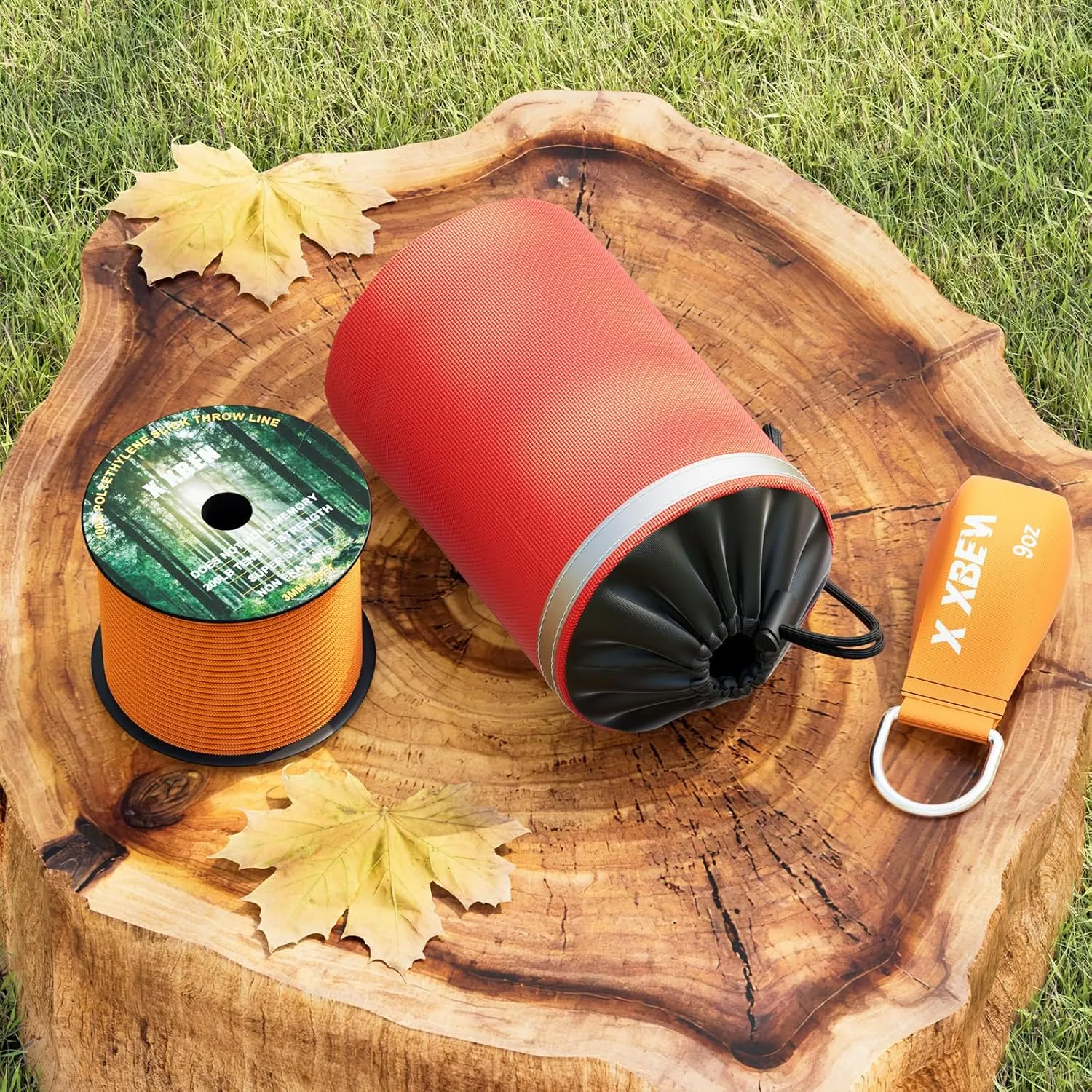 XBEN Arborist Throw Line Kit – 150ft Slick Rope & 9/11/15oz Throw Weight – Reflective Storage Bag – for Tree Climbing, Trimming, Camping – High/Low Limb Rigging – 200LB Tensile Strength