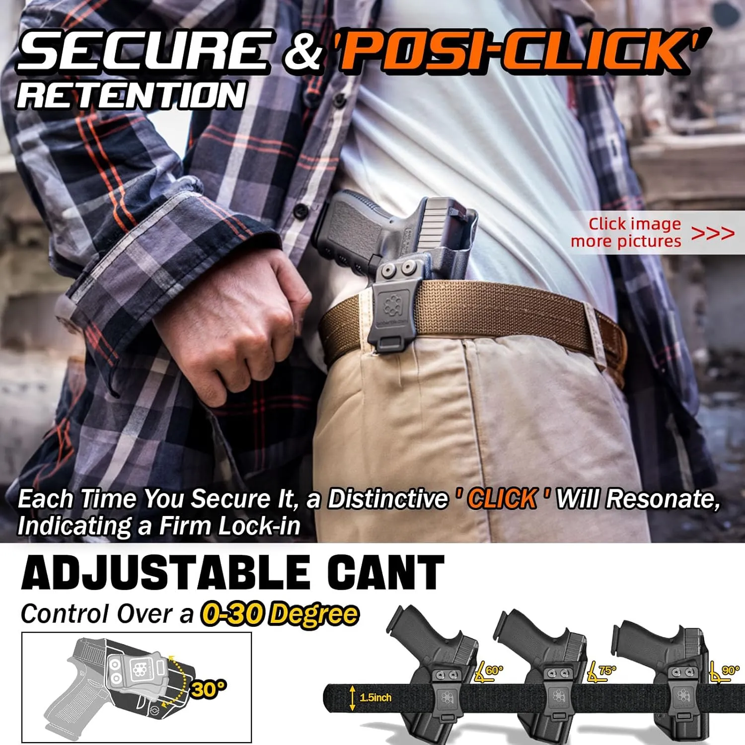 XD MOD 2 Holster IWB Kydex Holster Fit: Springfield XD MOD.2-3" Sub-Compact 9MM / .40 S&W Pistol - Inside Waistband Concealed Carry - Adj. Cant & 'Posi-Click' Retention - No Wear or Jitter - US Made