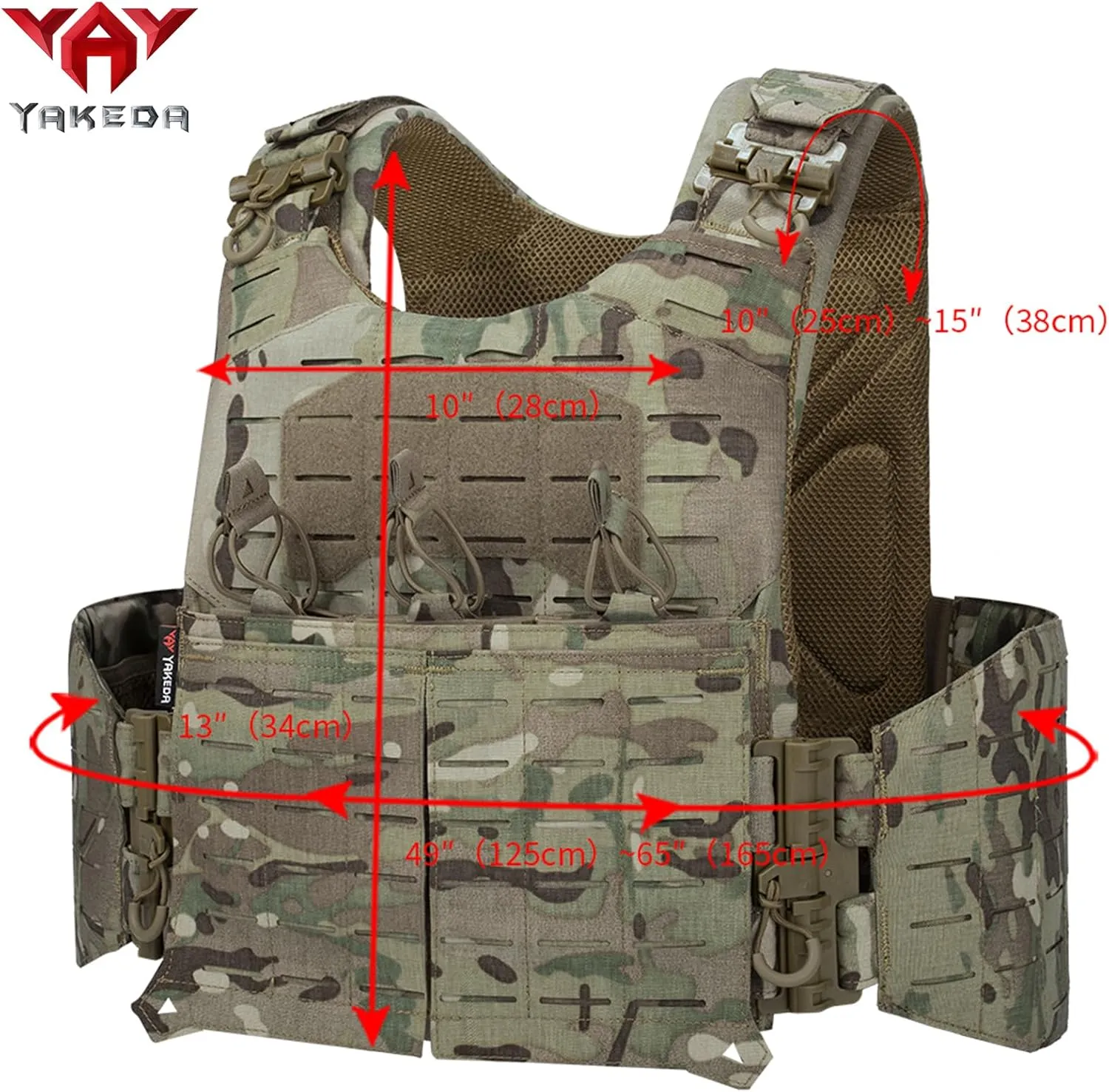 YAKEDA Tactical Weighted Vest With Quick Release Buckle Airsoft Outdoor Vest Back Ziiper Combination with Backpack