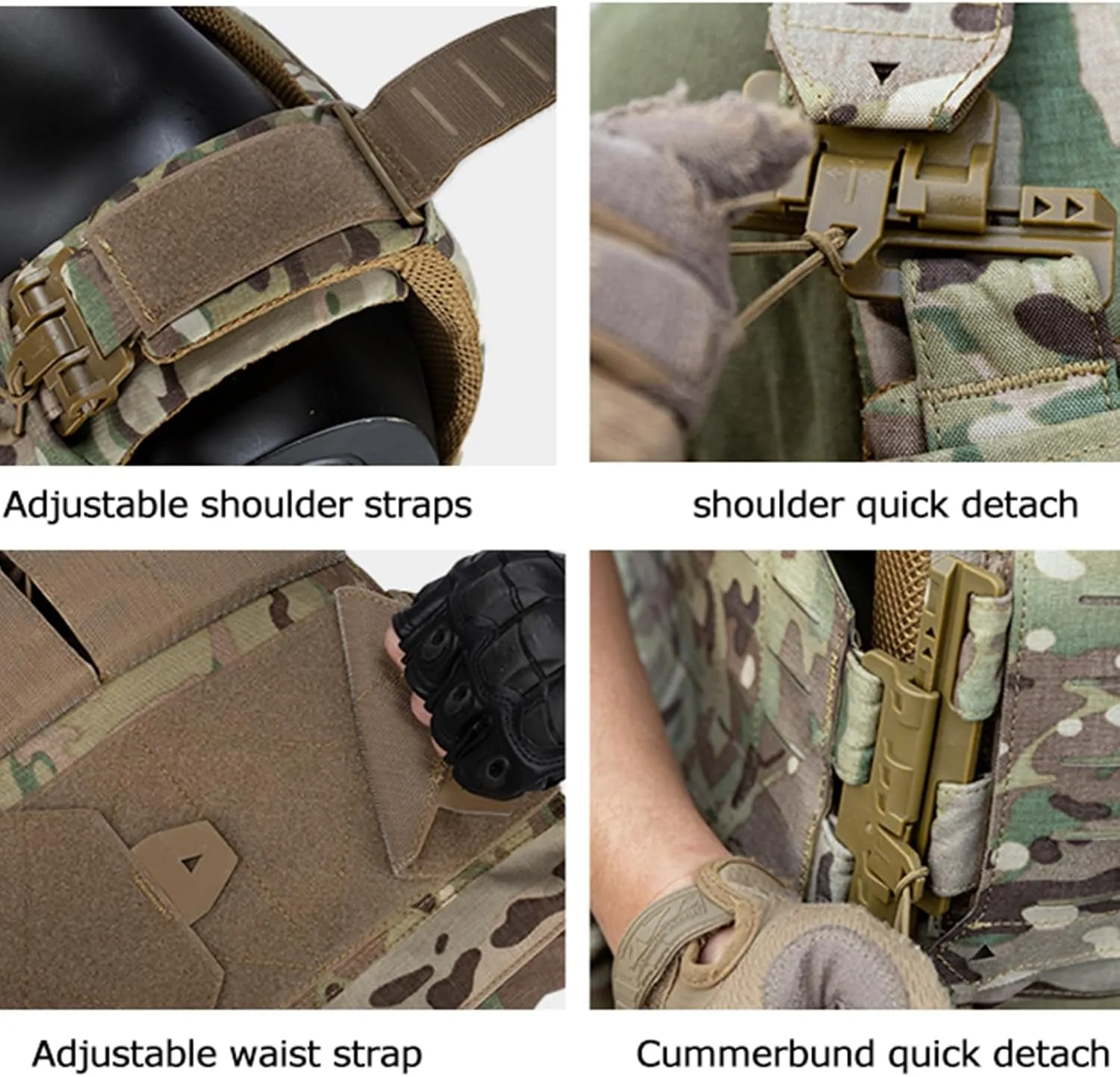 YAKEDA Tactical Weighted Vest With Quick Release Buckle Airsoft Outdoor Vest Back Ziiper Combination with Backpack