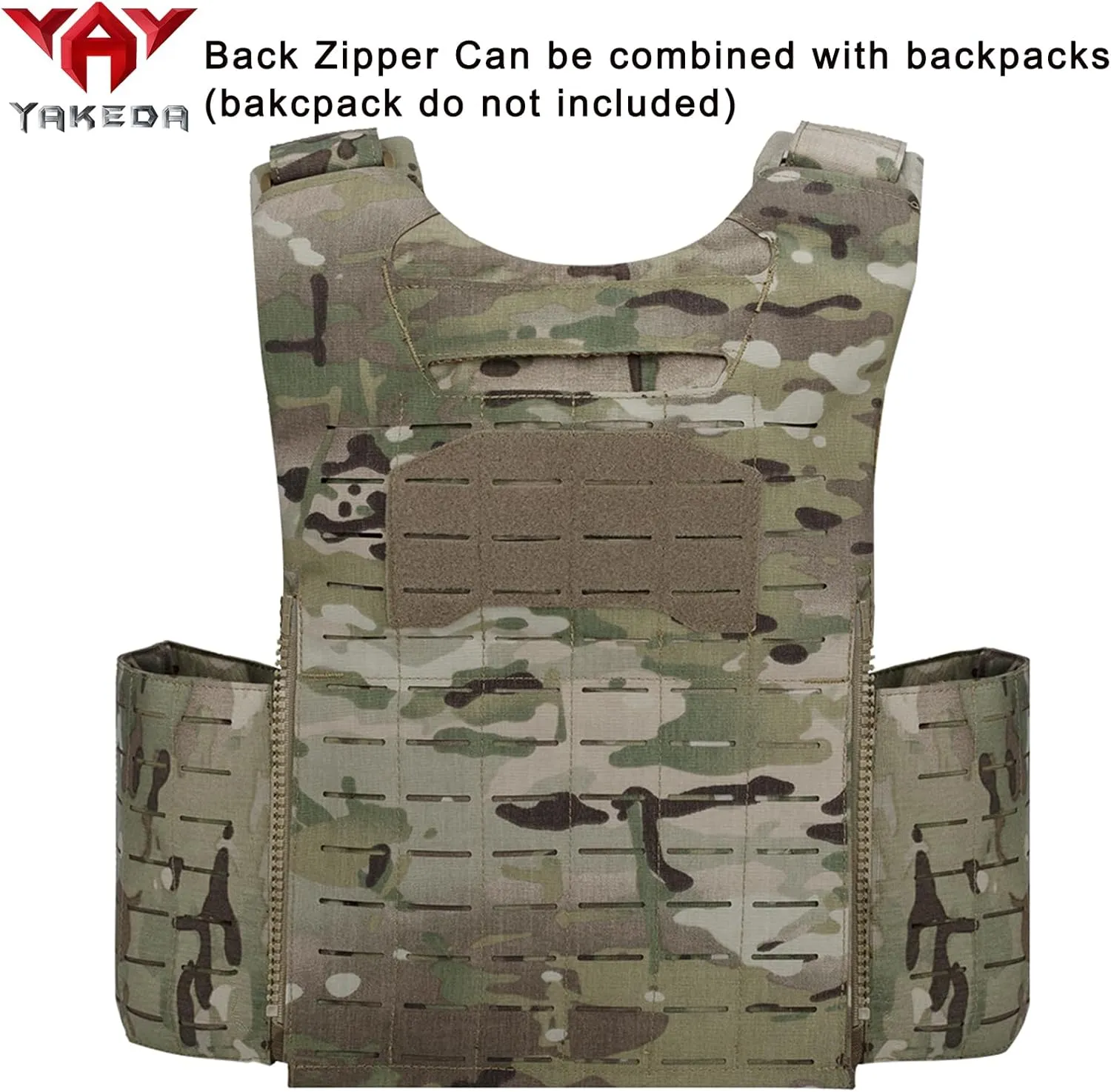 YAKEDA Tactical Weighted Vest With Quick Release Buckle Airsoft Outdoor Vest Back Ziiper Combination with Backpack