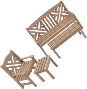 Yardwe 1 Set Dollhouse Garden Table Chairs Outdoor Furniture Kit for Creative Play and Micro Landscape Decoration