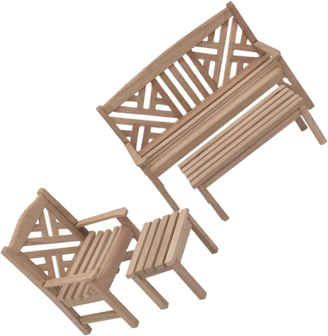 Yardwe 1 Set Dollhouse Garden Table Chairs Outdoor Furniture Kit for Creative Play and Micro Landscape Decoration