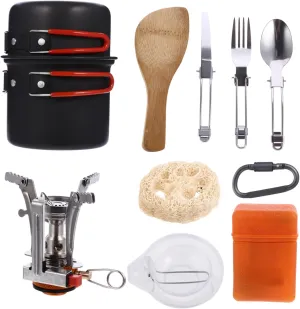 YARNOW 1set Portable Camping Cookware Ultra-Light Tableware for Outdoor Cooking Travel and Picnics Non-Stick High-Temperature Resistant Easy to Carry for People