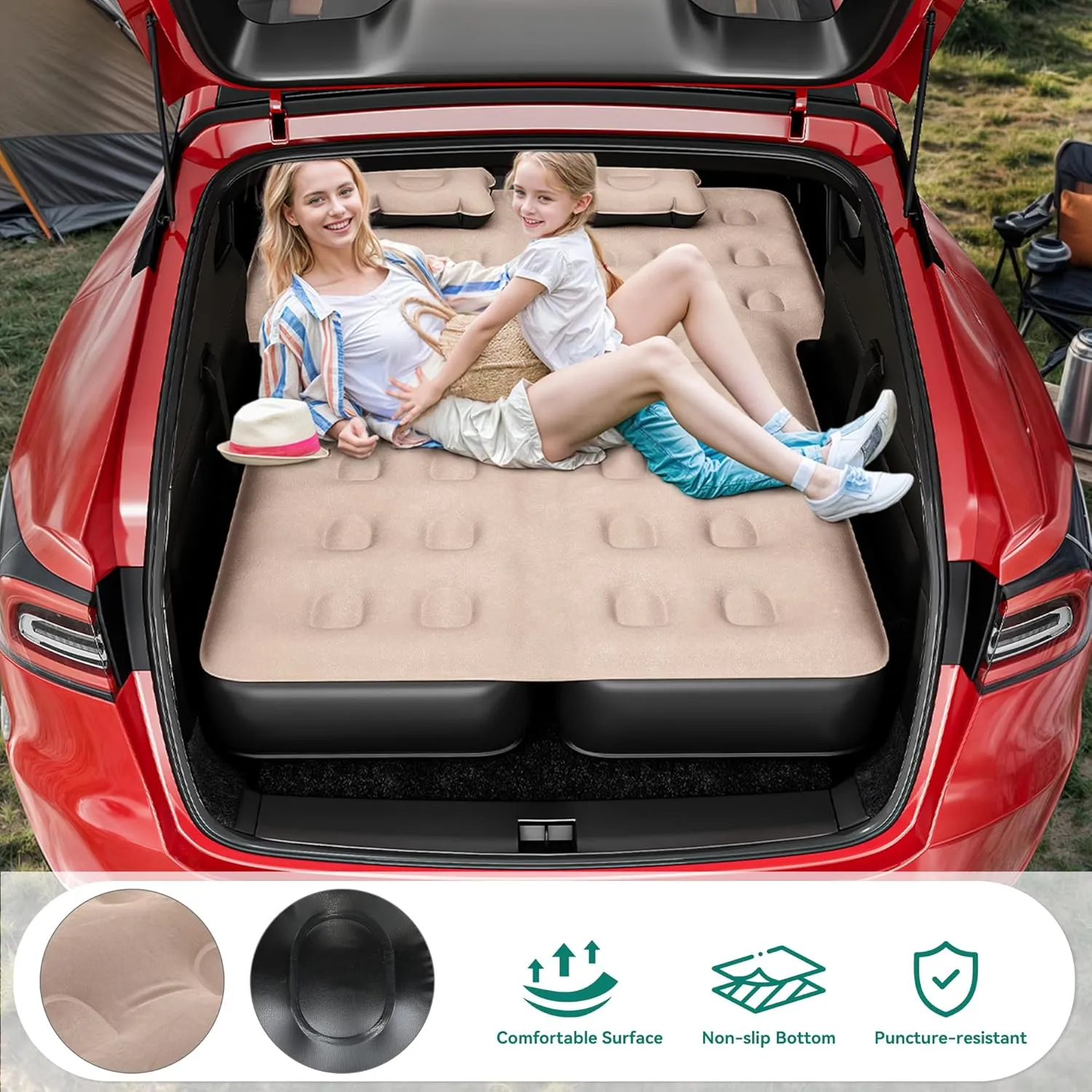 YITAHOME 10'' SUV Air Mattress, Inflatable Car Bed with Electric Pump & Accessories for Camping, Road Trips & Travel, Fits for 4Runner, Jeep Wrangler & Most SUVs (Black & Brown)