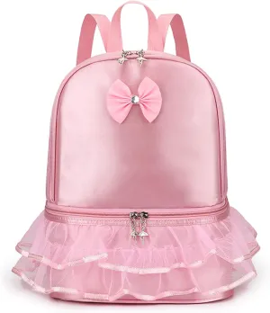 Yitengteng Ballet Bag Little Girls Ballerina Dance Backpack with Separate Shoe Compartment for Dance Toddler Bag Gymnastics Latin Dance Yoga Storage Bag (Pink)