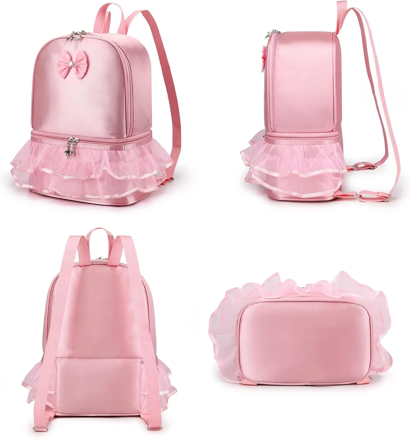 Yitengteng Ballet Bag Little Girls Ballerina Dance Backpack with Separate Shoe Compartment for Dance Toddler Bag Gymnastics Latin Dance Yoga Storage Bag (Pink)