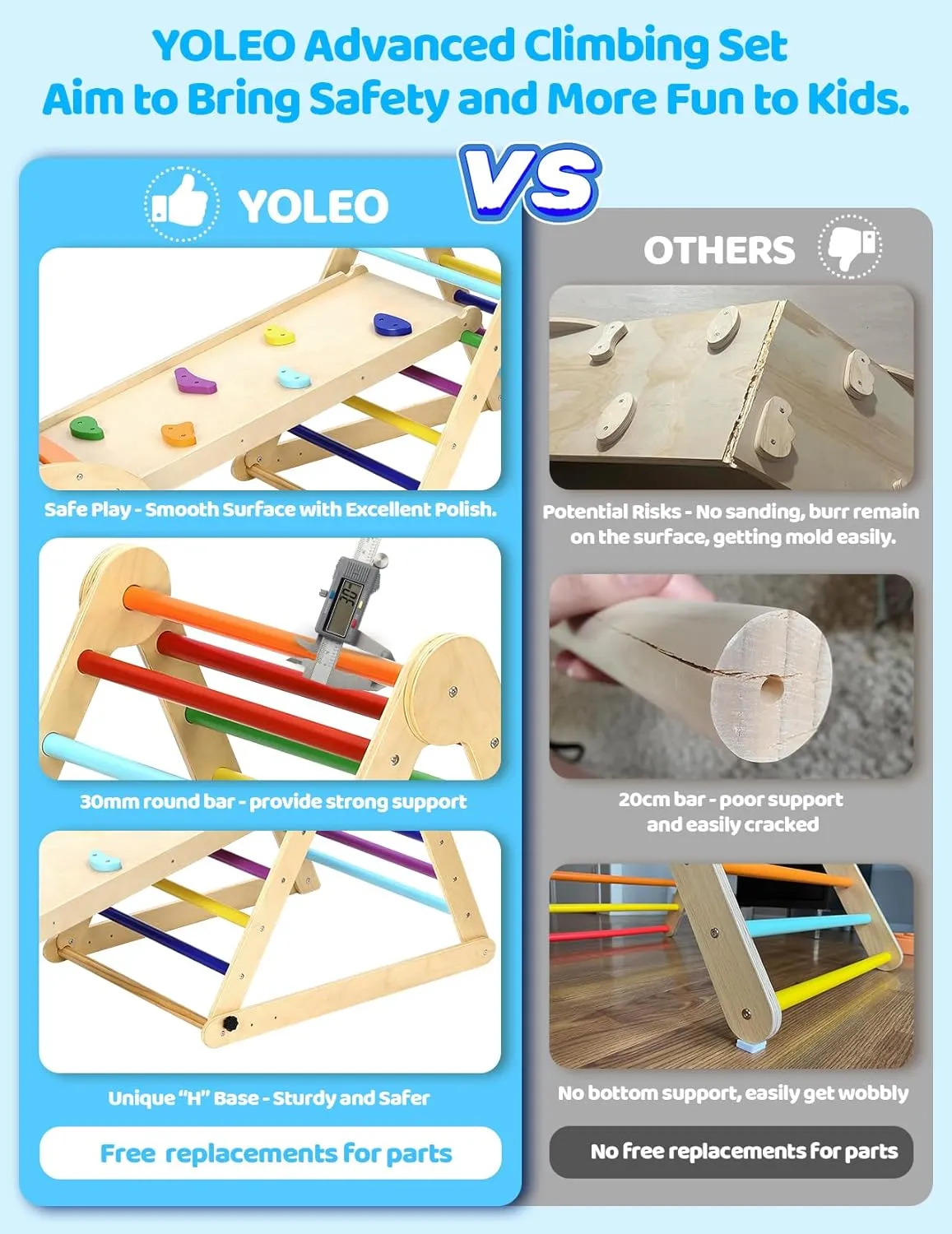 YOLEO Large 7-in-1 Pikler Triangle Set with Adjustable Height, Montessori Toddler Climbing Toys Indoor with Sturdy Base, Easy-Fold Pickler climbing Set and Wooden Indoor Playground Jungle Gym for Kids