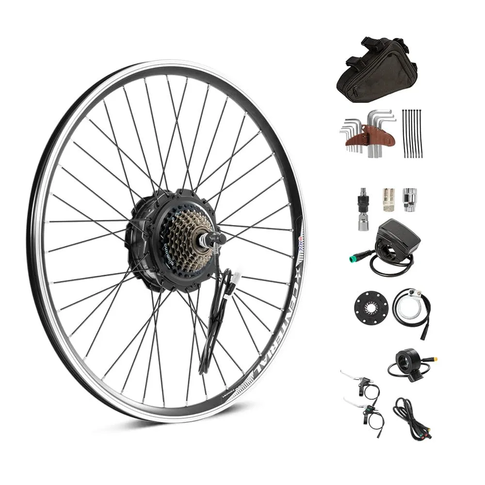 Yose Power 48V 500W 28 Inch Waterproof Ebike Conversion Kit for Freewheel 28" Electric Bike Rear Wheel, Electric Bicycle Hub Motor Kit, LED Display, Installation Tool Without Battery