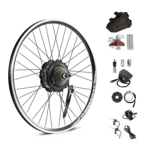 Yose Power 48V 500W 28 Inch Waterproof Ebike Conversion Kit for Freewheel 28" Electric Bike Rear Wheel, Electric Bicycle Hub Motor Kit, LED Display, Installation Tool Without Battery