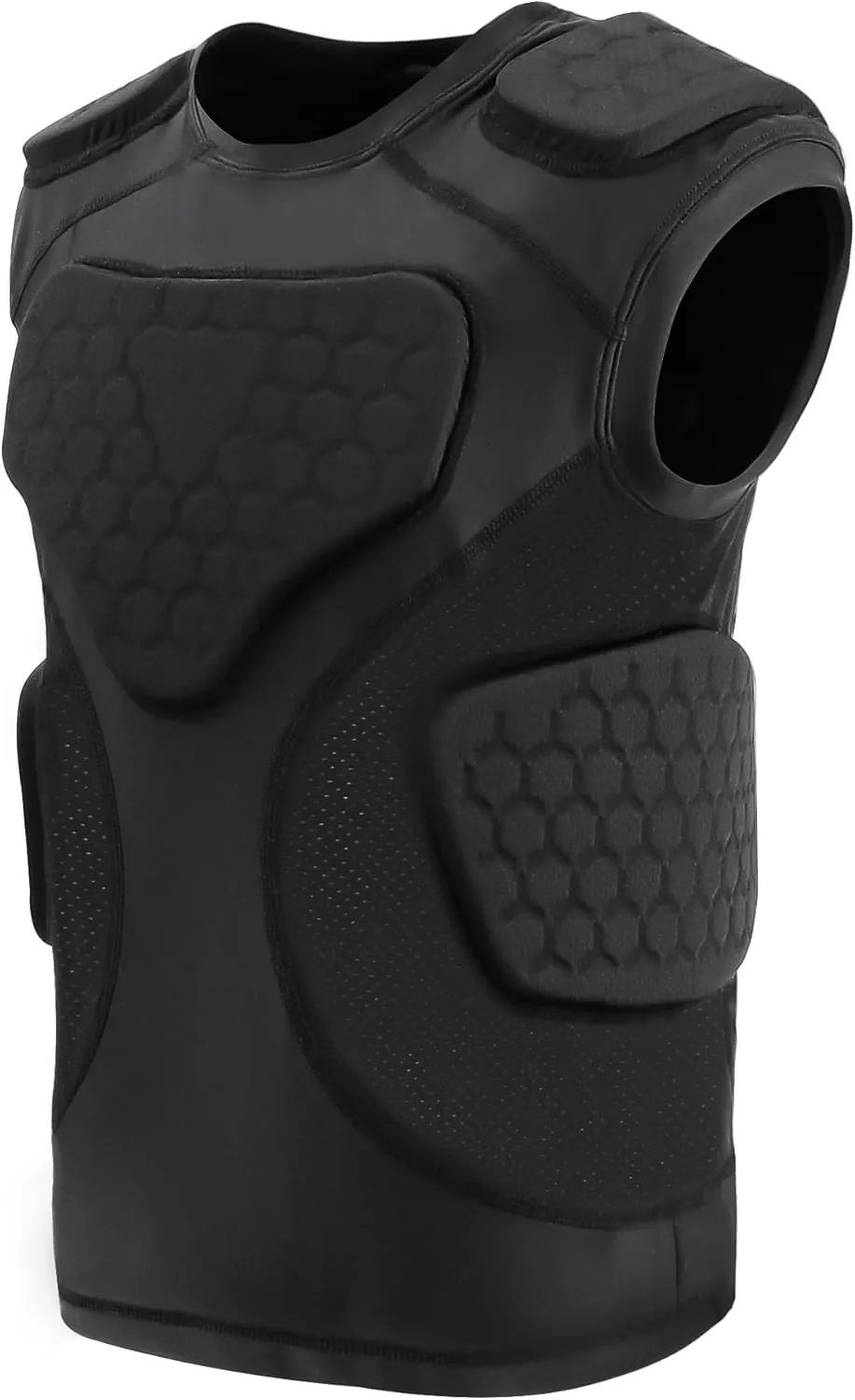 Youth Football Padded Shirt, Chest Rib Protector, Compression Padded Vest with 5-Pad for Sports Paintball Football Baseball Lacrosse