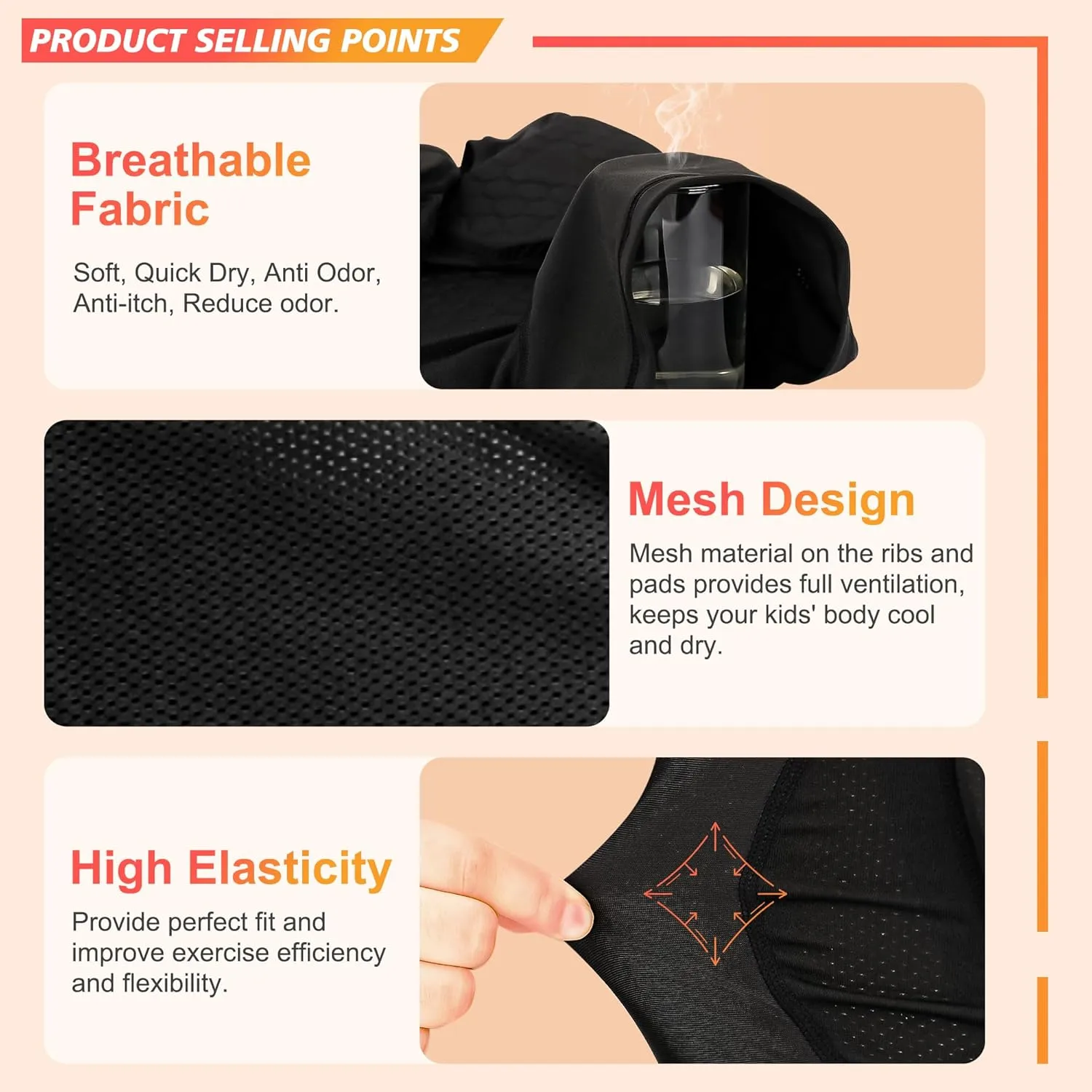 Youth Football Padded Shirt, Chest Rib Protector, Compression Padded Vest with 5-Pad for Sports Paintball Football Baseball Lacrosse