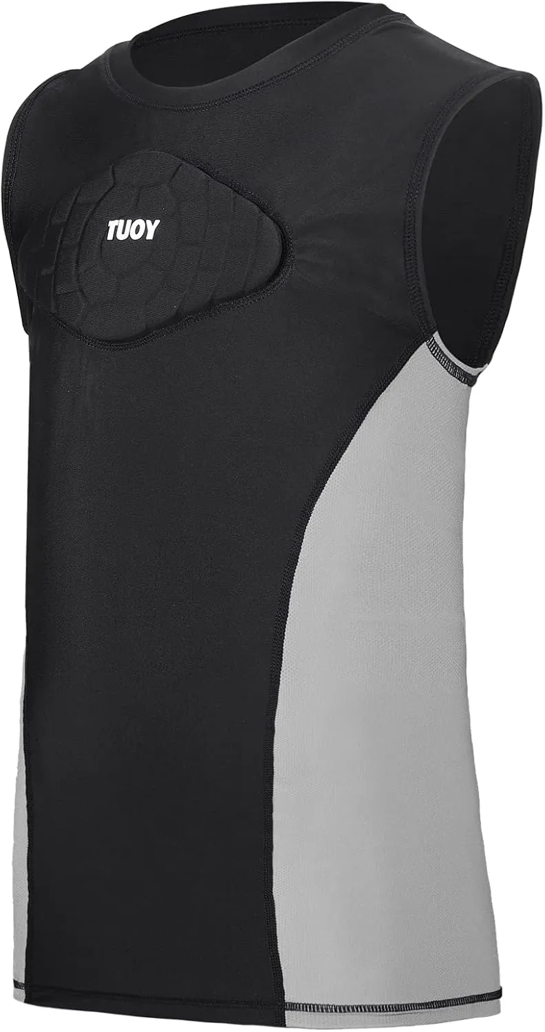 Youth Padded Shirt Football Rib Protector Chest Heart Guard Shirt Kids Boy Girl Vest for Rugby Baseball Softball