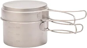 YYDS Outdoor Camping Camping Cookware Kit Lightweight Soup Pot Portable Frying Pan Pure Titanium Camping Cooker Set Outdoor Cookware Set Adventures Picnics (Size : 1450ml)