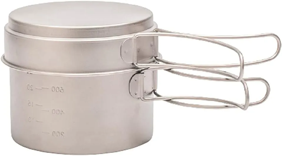 YYDS Outdoor Camping Camping Cookware Kit Lightweight Soup Pot Portable Frying Pan Pure Titanium Camping Cooker Set Outdoor Cookware Set Adventures Picnics (Size : 1450ml)