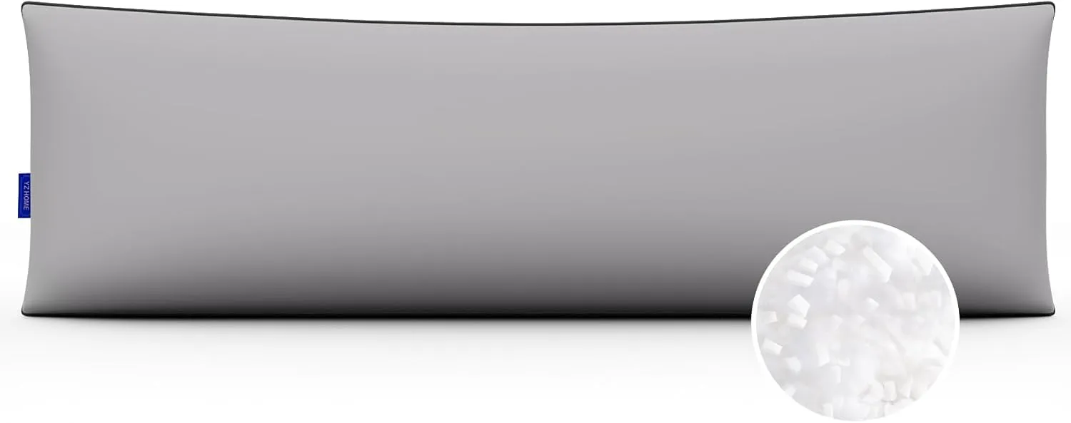 YZ HOME Memory Foam Body Pillow Insert - Full Body Pillow for Adults - Soft Large Long Bed Pillow for Side Sleeper((20x54 Inch, Gray)