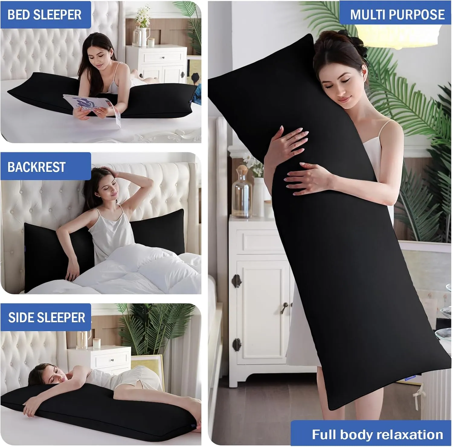 YZ HOME Memory Foam Body Pillow Insert - Full Body Pillow for Adults - Soft Large Long Bed Pillow for Side Sleeper