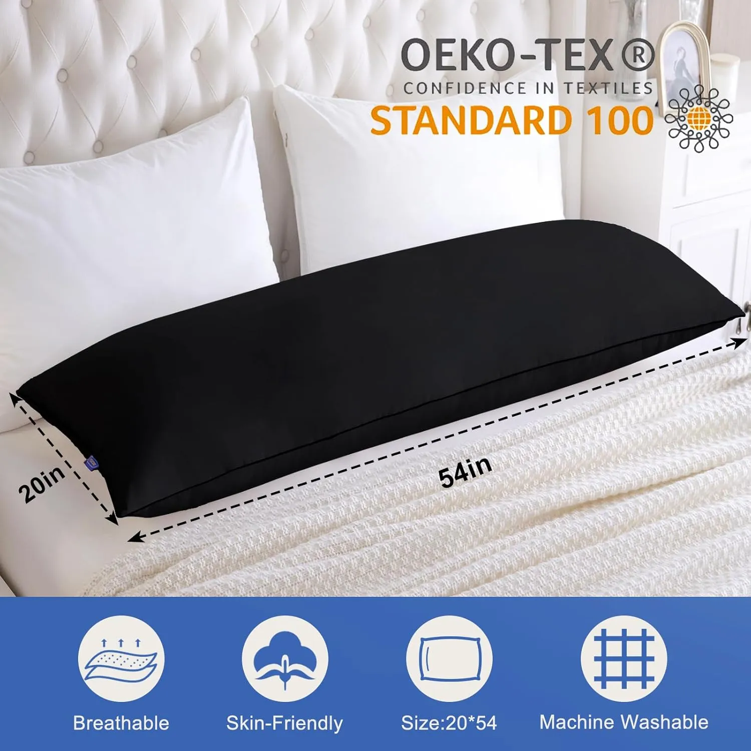 YZ HOME Memory Foam Body Pillow Insert - Full Body Pillow for Adults - Soft Large Long Bed Pillow for Side Sleeper
