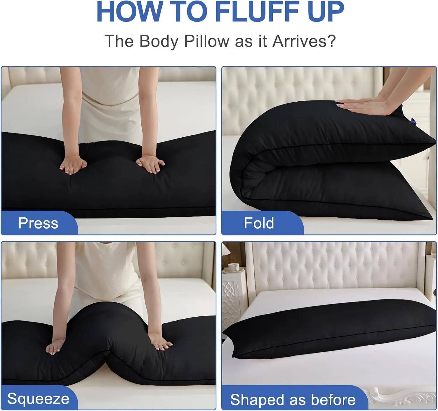 YZ HOME Memory Foam Body Pillow Insert - Full Body Pillow for Adults - Soft Large Long Bed Pillow for Side Sleeper