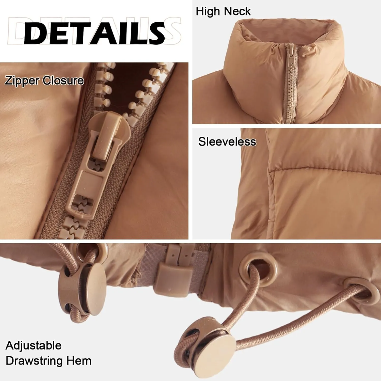 Zando Cropped Puffer Vest Women Sleeveless Outerwear Winter Vest Tops Jackets Lightweight Vests for Women 2025 Trendy Zip