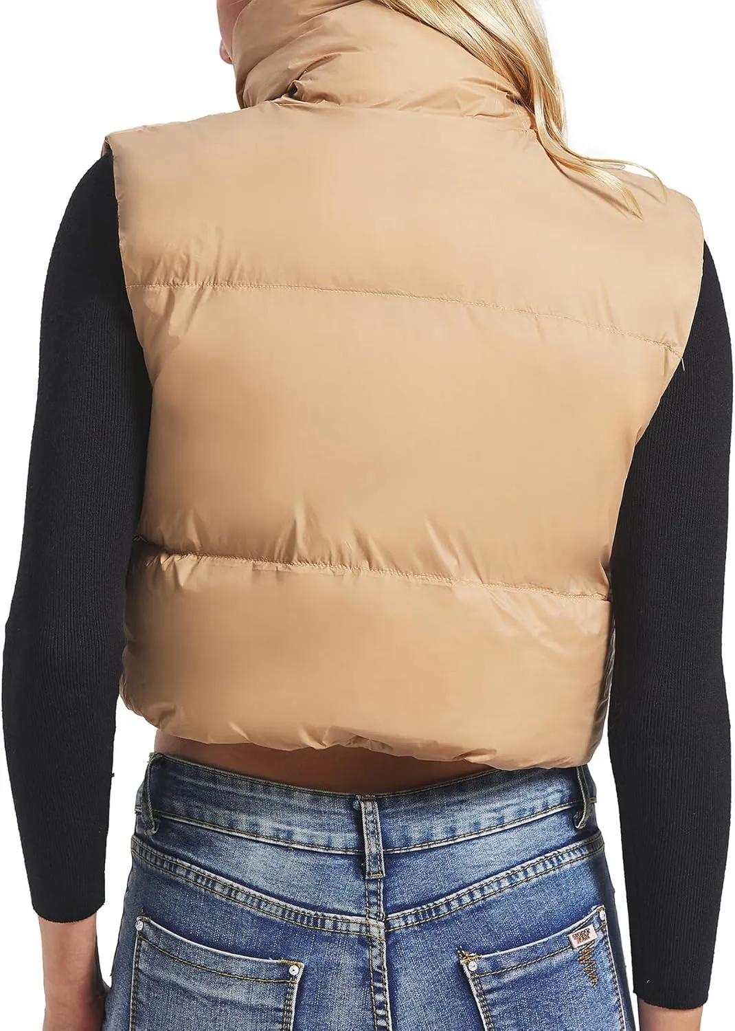 Zando Cropped Puffer Vest Women Sleeveless Outerwear Winter Vest Tops Jackets Lightweight Vests for Women 2025 Trendy Zip